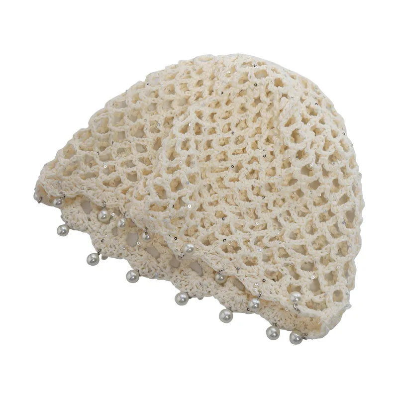 Chic Pearl Crochet Beanie