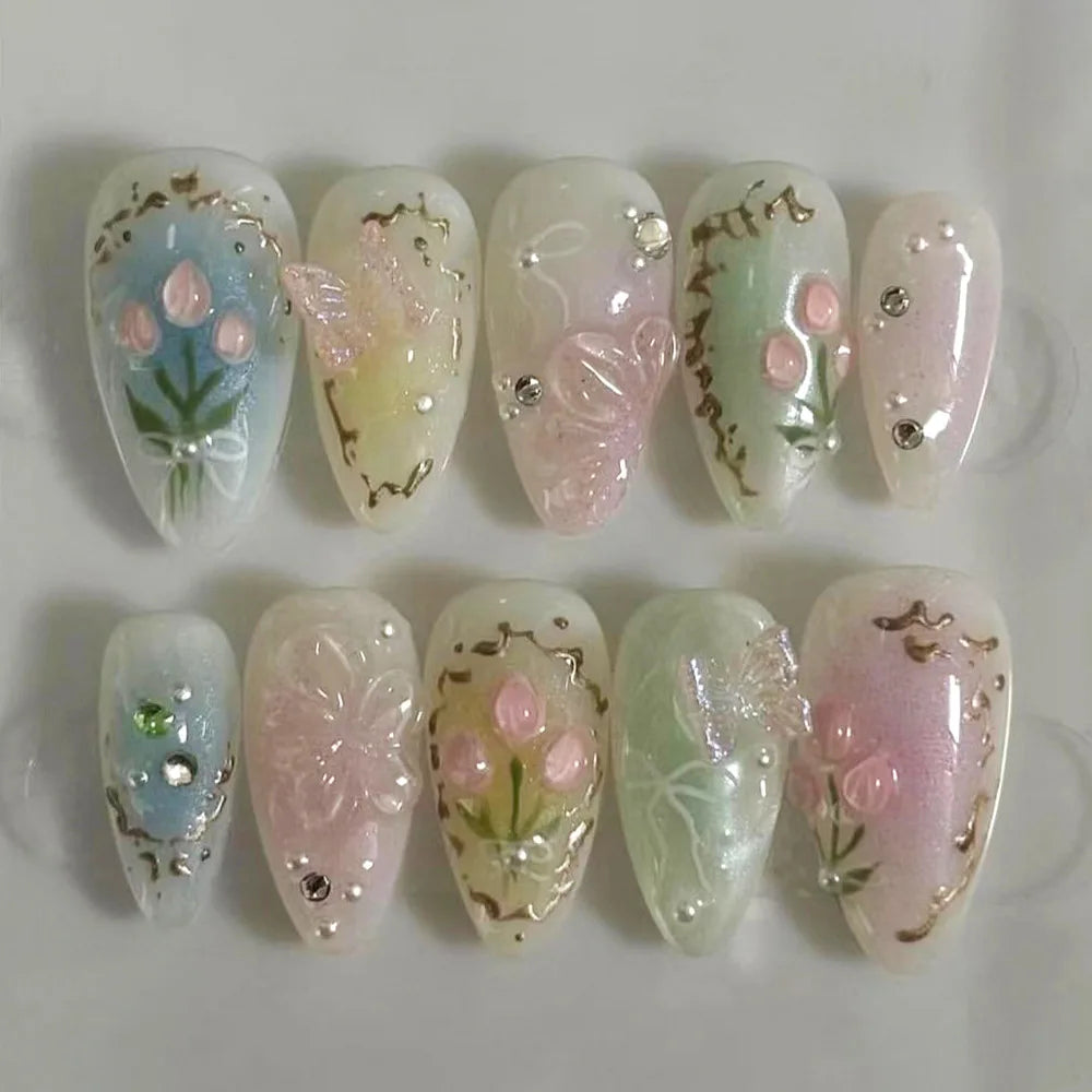 Gilded Almond Press-On Nails
