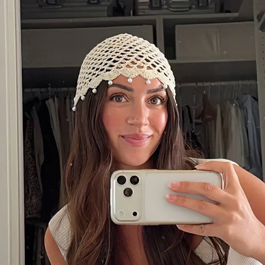 Chic Pearl Crochet Beanie